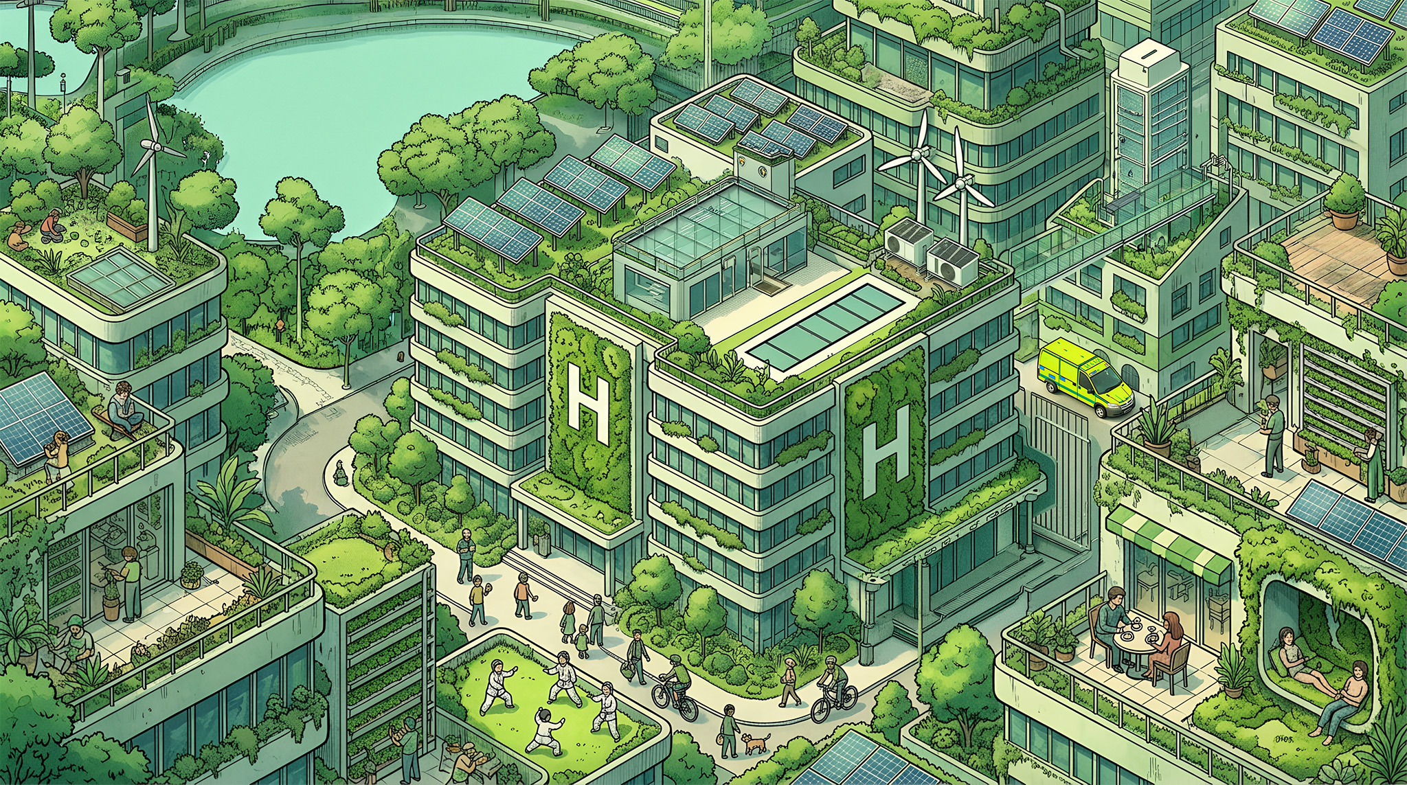 Futuristisches Krenakenhaus gezeichnet - KI-Bild